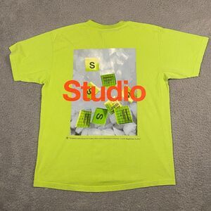 Supervsn Studios T-Shirt Mens Large‎ 2018 Neon Green Graphic Print Spell Out